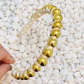 Emily Satin Wrapped Headband (Color: Creamy Beige)