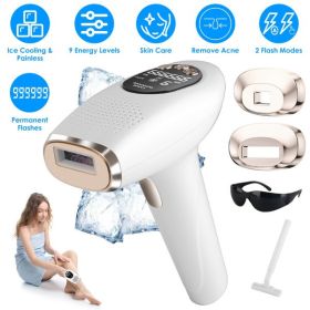 3 In 1 Ice Cooling Laser Hair Removal Painless Permanent At-Home IPL Hair Removal with 999 (Color: as picture)